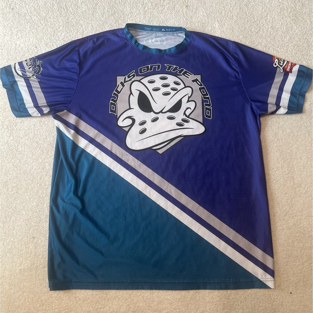 Anaheim Ducks On The Pond Rec Hockey Jersey Beer League #21 Purple Blue XL Shirt